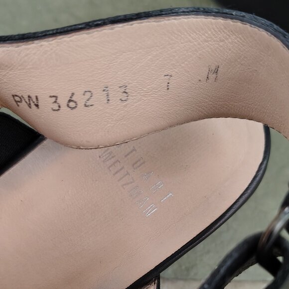 Stuart Weitzman Black Leather Shoes Platform Sandals - Picture 2 of 6